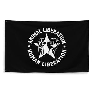 Animal Liberation Human Liberation Vegan Anarchist Veganarchist ALF Flag 3x5
