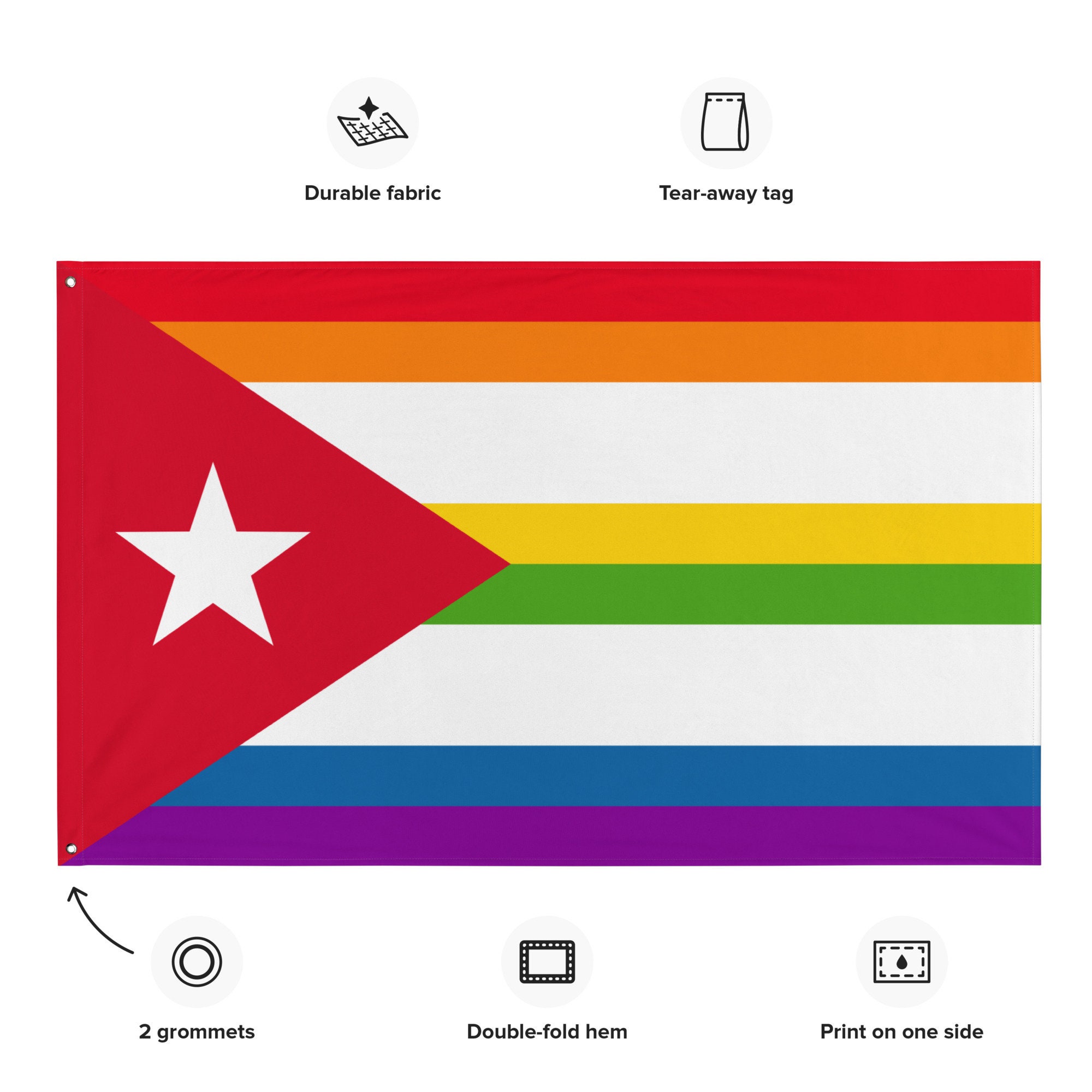 LGBT Cuba Pride Flag 3x5 | Cuban Rainbow Queer Banner - Etsy