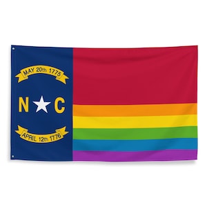 North Carolina Pride Flag 3x5 | LGBT Gay Pride Month North Carolinian Rainbow Banner