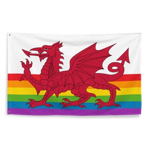 Wales LGBT Pride Flag 3x5 | Welsh Dragon Rainbow Queer Banner