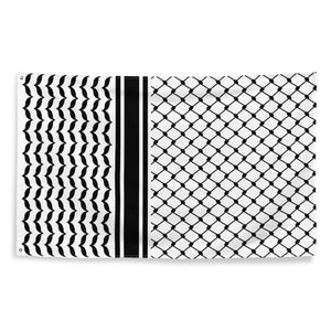 Palästina Kufiya Keffiyeh Flagge 3x5 | Schwarz Weiß Free Palästina Gaza Banner