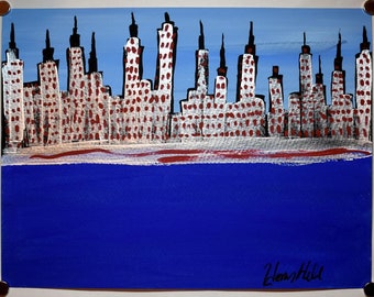 Goodfellas, Gangster, Wiseguy, Mobster, Criminal Turned FBI Informant Henry Hill Authentic Original Art New York City Skyline #8