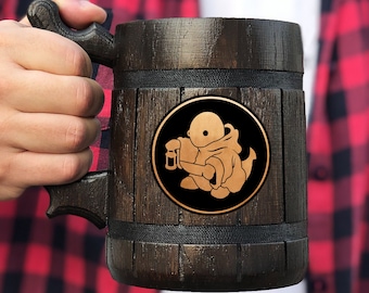 Final Fantasy Tonberry Mug Beer Stein Wooden Tankard Geek Gift for Gamer Personalized Gamer Gift For Him Wooden Beer Mug Gift for Husband