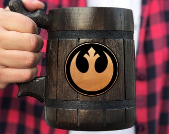 Rebel Alliance Mug Personalized Groomsman gift Gift For Him Star Wars Wooden Beer Mug Boyfriend Gift Wooden Stein Beer Tankard Husband Gift