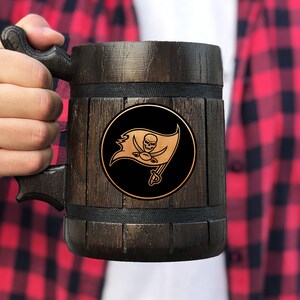 Tampa Bay Buccaneers Beer Mug Personalized Gift For Him Fathers Day Gift American Football Gifts Wooden Stein Beer Tankard Gift for Husband