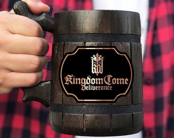 Kingdom Come Deliverance Mug Gamer Gift For Him Wooden Beer Mug Beer Stein Beer Tankard Gift for Husband Mug Geek Gift for Gamer Beer Stein