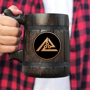 Mass Effect Beer Mug Geth Armoury Gamer Gift For Him Custom Wooden Beer Mug Beer Stein Beer Tankard Gift for Husband Geek Gift for Gamer