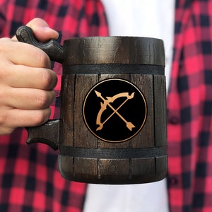 Final Fantasy Archer Mug Beer Stein Wooden Tankard Geek Gift for Gamer Mug Wooden Beer Mug Personalized Gamer Gift For Him Gift for Husband