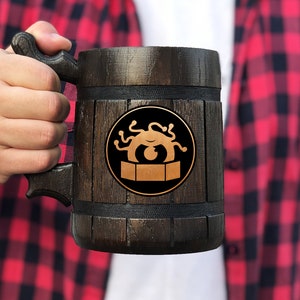 Beholder Beer Mug Dungeon and Dragons Gamer Gift DnD Gift Mug Gift For Him D&D Wooden Beer Mug Wooden Stein Beer Tankard Gift for Husband