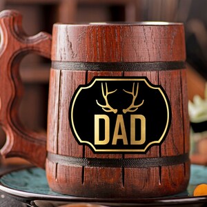 Gift for Dad Beer Mug Fathers Day Gift Engraved Personalized Gift For Father Wooden Beer Mug Wooden Stein Beer Tankard Gift for Father