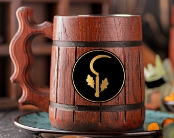 Dungeon and Dragons Druid Mug Wooden Stein DnD Personalized Gamer Gift For Him D&D Wooden Beer Mug Geek Gift for Husband Mug Beer Tankard