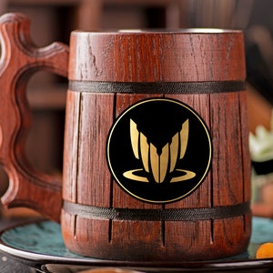 Mass Effect Spectre Beer Mug Gamer Gift Personalized Gift For Him Geek Gift for Gamer Wooden Mug Beer Stein Beer Tankard Gift for Husband