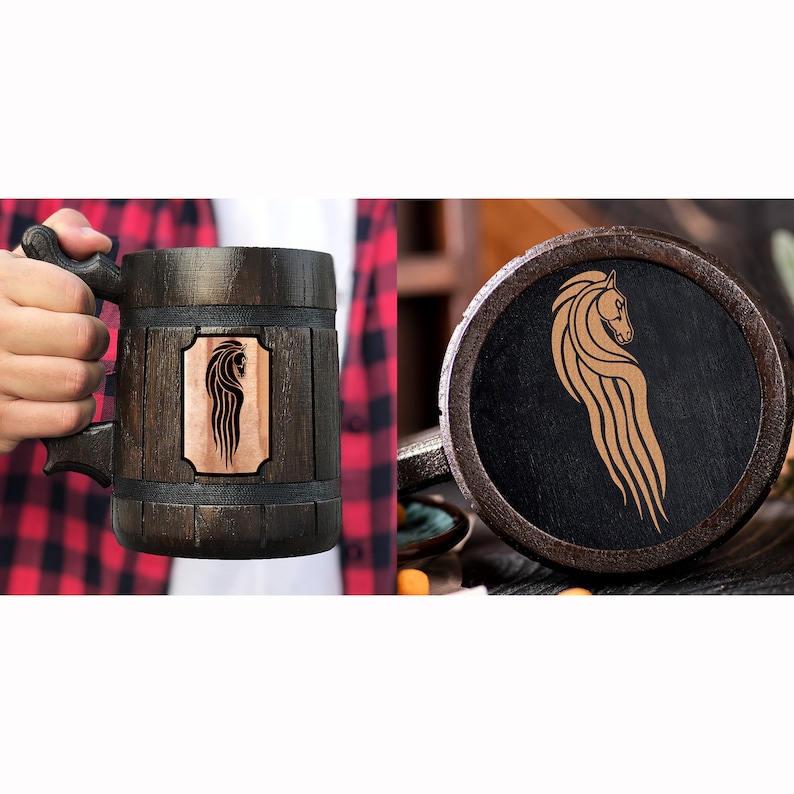 Rohan Mug Personalized Gift For Him LOTR Gift Lord of the Rings Beer Tankard Wooden Beer Mug Wooden Stein Gift for Husband Fathers Day Gift