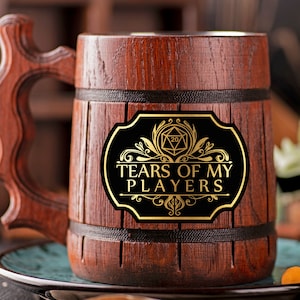 Tears Of My Players Mug DnD Gift For Dungeon Master Gamer Gift For Him DM D&D Wooden Beer Mug Wooden Stein Beer Tankard