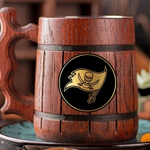 Tampa Bay Buccaneers Beer Mug Personalized Gift For Him Christmas Gift American Football Gifts Wooden Stein Beer Tankard Gift for Husband