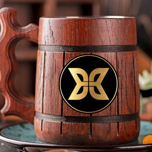 Mass Effect Beer Mug Armali Council Gamer Gift For Him Custom Wooden Beer Mug Geek Gift for Gamer Beer Stein Beer Tankard Gift for Husband