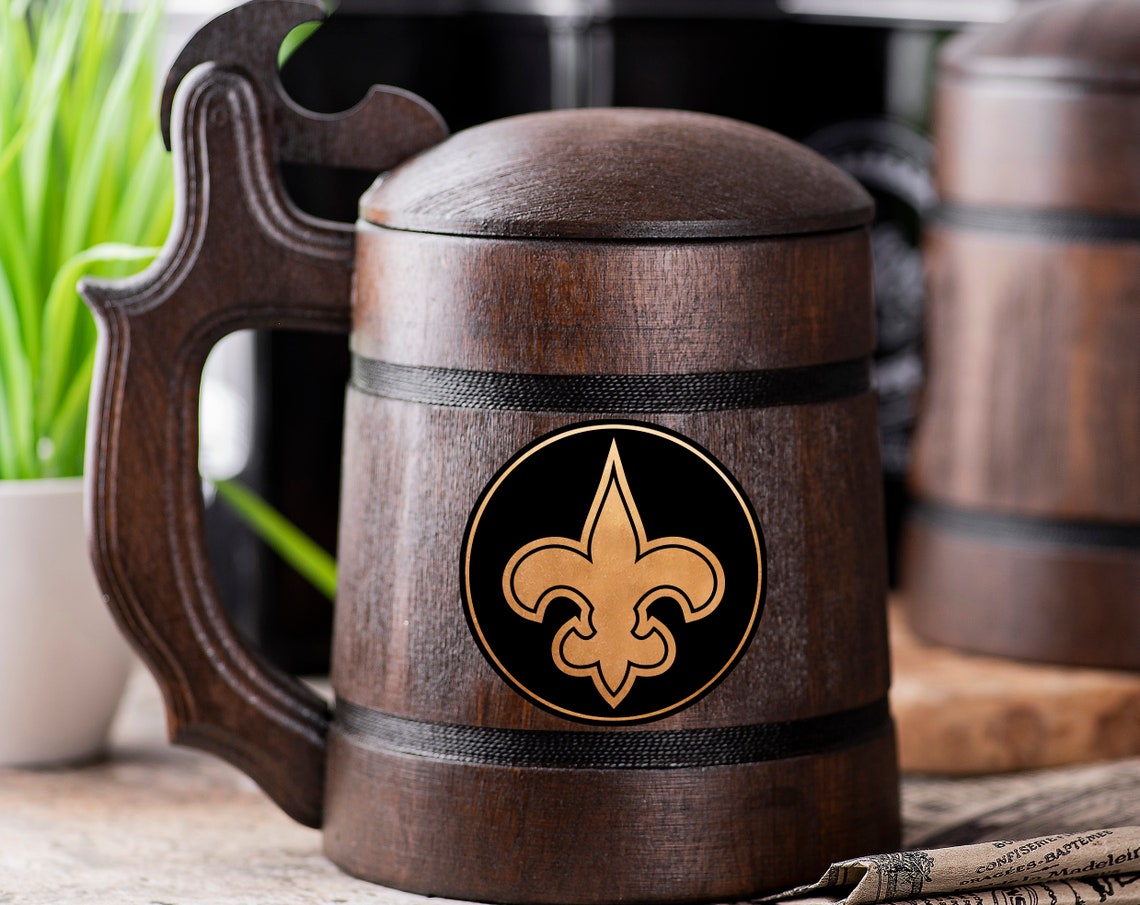 New Orleans Saints Beer Mug With Lid Personalized Gift For