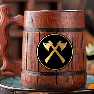 Final Fantasy Marauder Mug Wooden Tankard Beer Stein Geek Gift for Gamer Personalized Gamer Gift For Him Wooden Beer Mug Gift for Husband