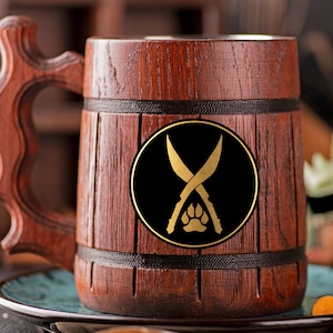 Ranger Mug Wooden Stein DnD Personalized Gamer Gift For Him Beer Tankard Geek Gift for Husband Mug D&D Wooden Beer Mug