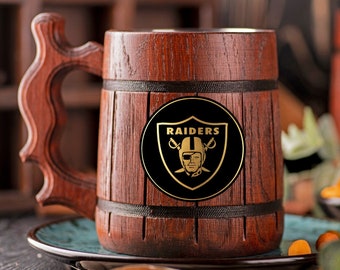 American Football Team Beer Mug Personalized Gift For Him Wooden Beer Mug Sport Gift Wooden Stein Beer Tankard Gift for Husband Gift for Dad