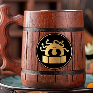 Beholder Beer Mug Dungeon and Dragons Gamer Gift DnD Gift Mug Gift For Him Gift for Husband D&D Wooden Beer Mug Wooden Stein Beer Tankard