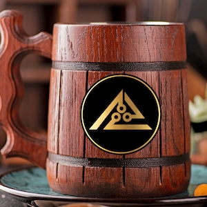 Mass Effect Beer Mug Geth Armoury Gamer Gift For Him Custom Wooden Beer Mug Geek Gift for Gamer Beer Stein Beer Tankard Gift for Husband