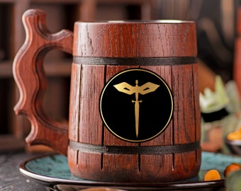 Dungeon and Dragons Sorcerer Mug Wooden Stein DnD Personalized Gamer Gift For Him Geek Gift for Husband Mug D&D Wooden Beer Mug Beer Tankard