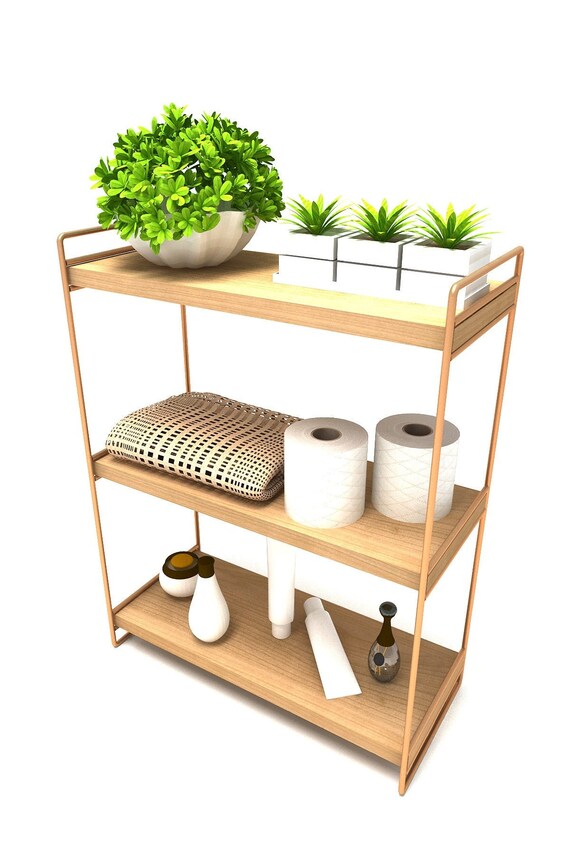 Bathroom and Kitchen 3 tier shelf organizer Walnut White Black Etsy