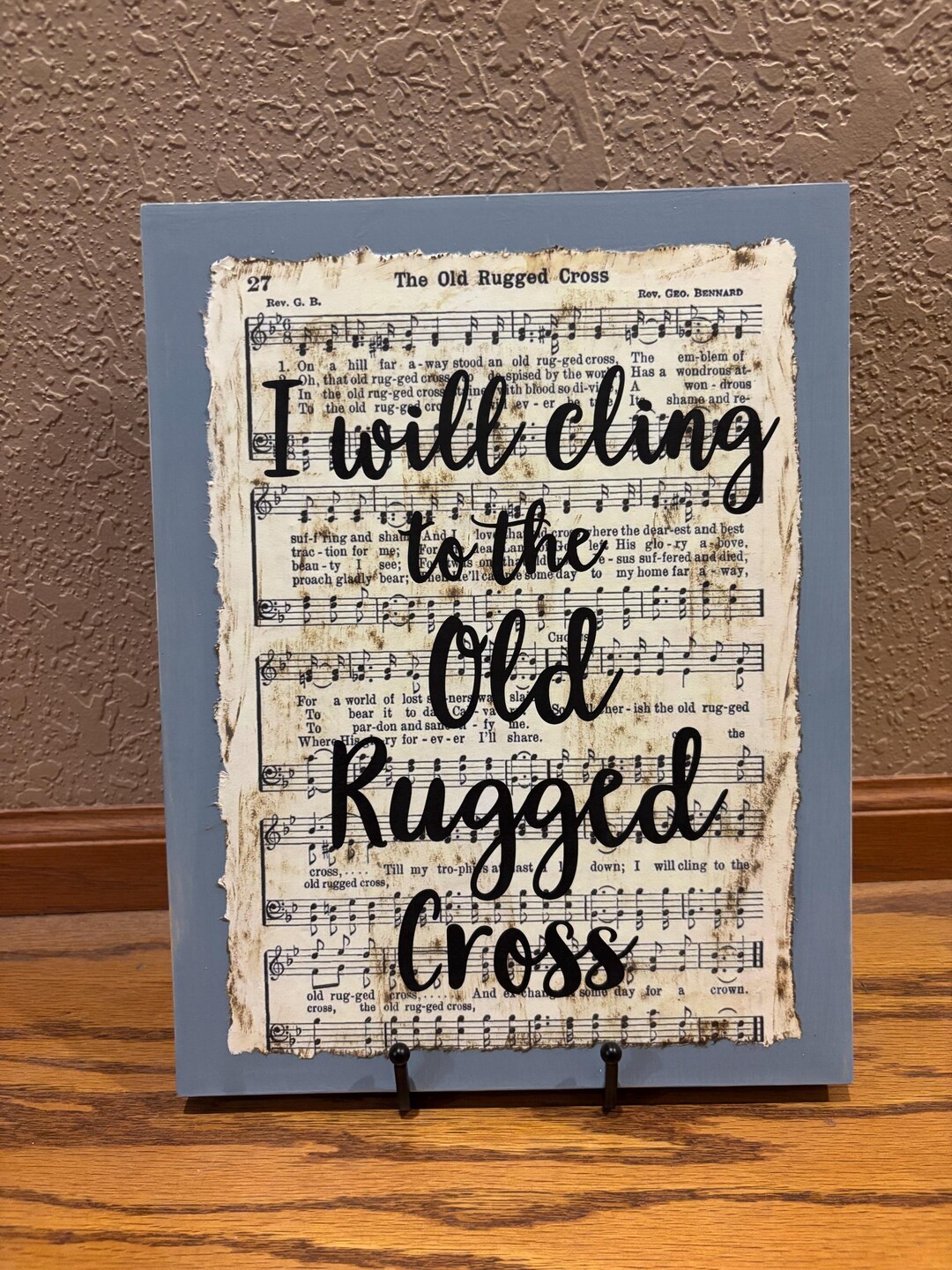Cling to the Old Rugged Cross Rustic Wood Sign, Hymnal Board, Christian ...