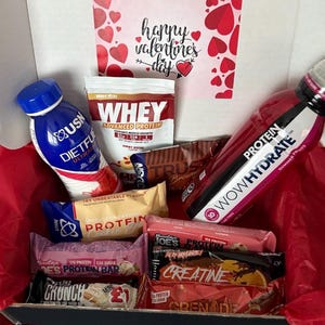 Personalised Romantic Love valentines High protein gift box.