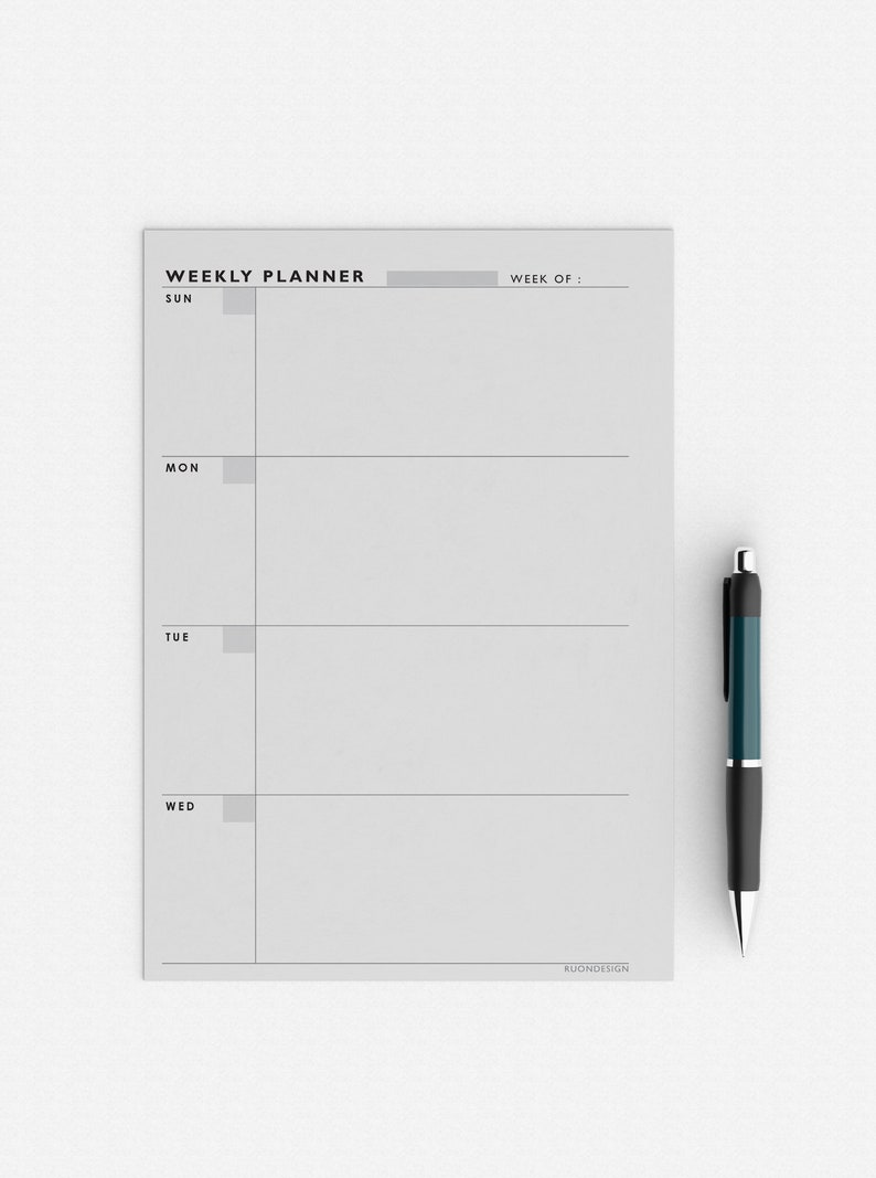 Undated Weekly Planner Pad Week on Two Pages Weekly Etsy