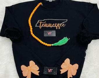 Embroidered Tennessee Vols Sweatshirt: Coquette Side Bow Crewneck
