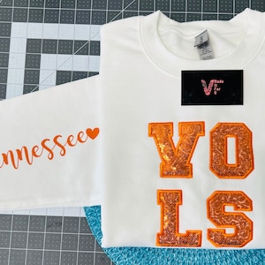 Tennessee Vols Glitter Sequins Embroidered Sweatshirt: College Football Gift