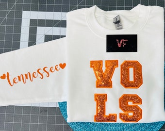 Tennessee Vols Glitter Sequins Embroidered Sweatshirt: College Football Gift