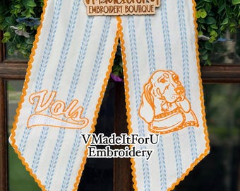 Vols embroidered wreath sash , Rustic Farmhouse decor , University of Tennessee Wreath Sash, Tennessee Volunteers Football, TN UTK Vols