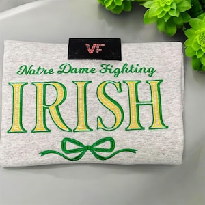 Notre Dame fighting Irish Embroidered sweatshirt ,  Irish crewneck , Custom Notre Dame football merch ,University Merch, Irish pride sweater
