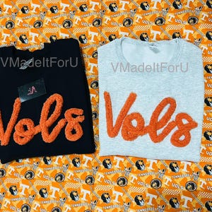 VOLS Chenille yarn embroidered sweatshirt , University of Tennessee Sweatshirt , TN Vols College football ,  Tennessee volunteers souvenirs