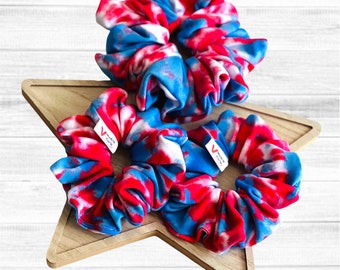 Red White Blue Tie Dye Scrunchie: NFL Football Hair Tie