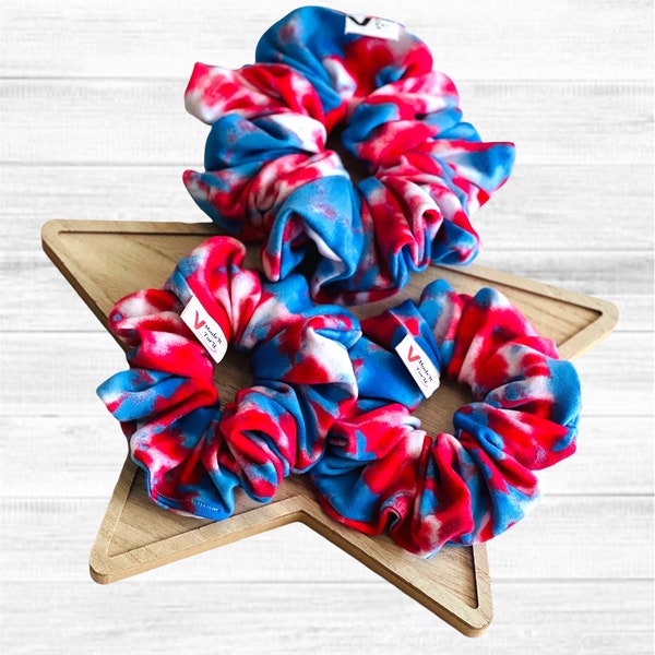 Buffalo Bills Mafia hair scrunchies, NFL New England Patriots large tie dye scrunchies, July 4th , Football gifts hair ties , Red blue white