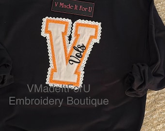 Lace Varsity letter embroidered sweatshirt , University of Tennessee Sweatshirt , TN Vols College football , Tennessee volunteers souvenirs