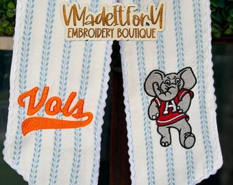 VOLS アラバマリースサッシュ、ハウスディバイデッドテネシーアラバマリースサッシュ、UTK Vols 刺繍リースリボン、バマクリムゾンタイド、ロールタイド
