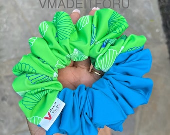XL Swim Scrunchie: Seashells Pastel Hair Tie, Fast Drying