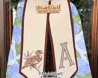 Personalized Wood duck wreath sash , Rustic Farmhouse Duck decor , Fall Autumn wreath scarf,  Duck Hunting season decor