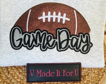 Embroidered Football Sweatshirt: Game Day Glitter Spirit Wear