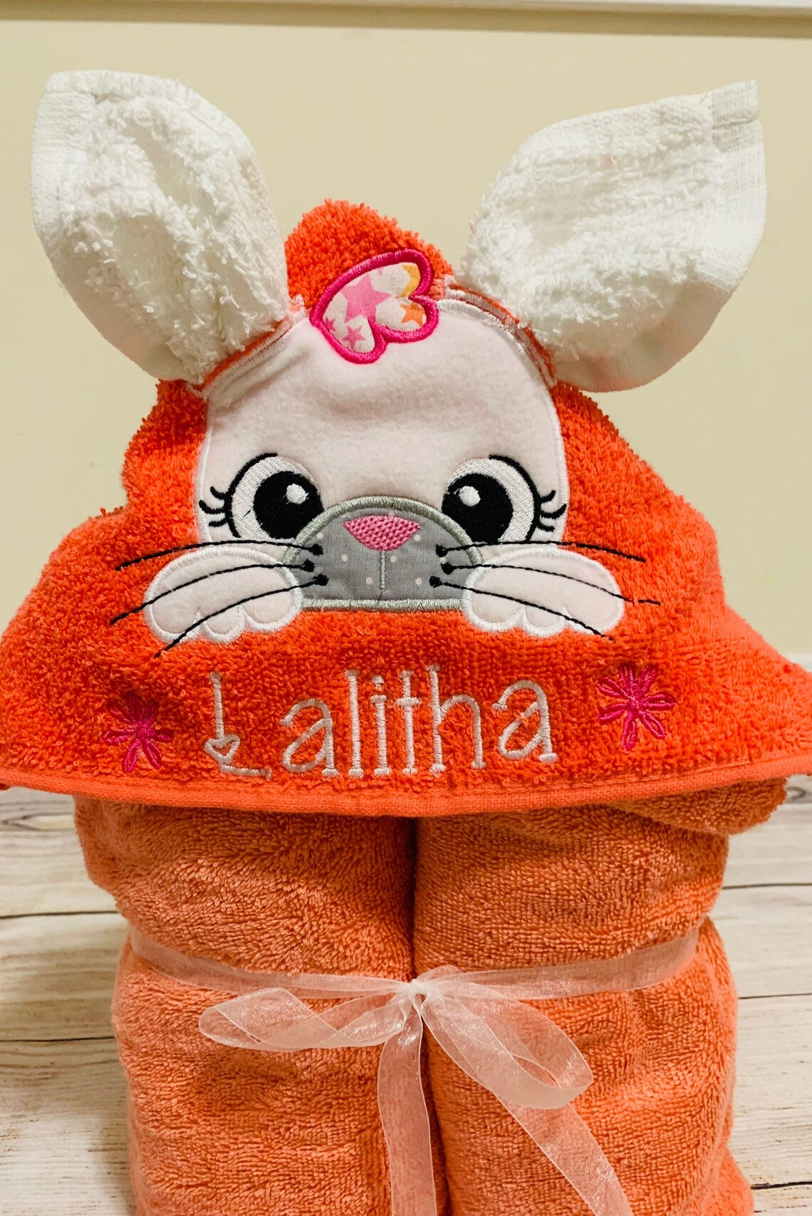 Girl Bunny Hooded Toweleaster Bunny Towelkids Hooded Towelbath Towelbeach Towel Etsy