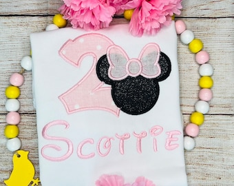 Embroidered Minnie Mouse Birthday Shirt: Personalized 2nd Birthday