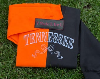 Embroidered Two Tone Tennessee Sweatshirt, Custom Color Block Crewneck