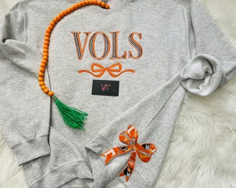 Embroidered UT Vols Sweatshirt: Coquette Side Bow, College Football