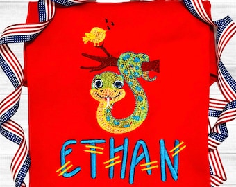 Embroidered Snake Birthday Shirt: Personalized Reptile Party