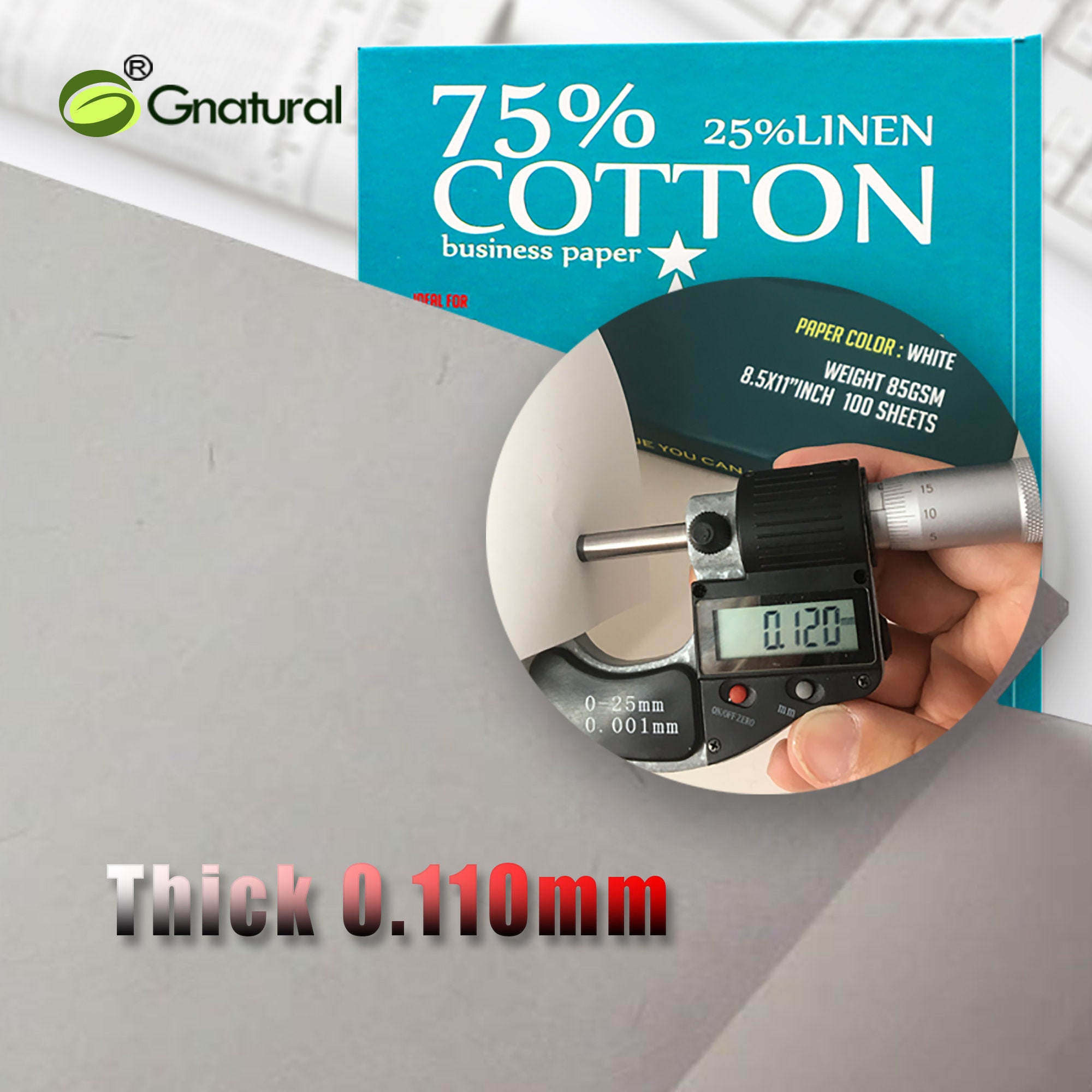 50gsm 75/25 cotton & linen paper ( white ) - No.MCYT025